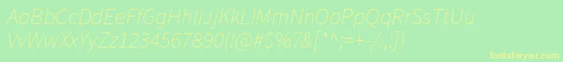 SourcesansproExtralightitalic Font – Yellow Fonts on Green Background