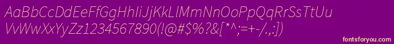 SourcesansproExtralightitalic Font – Yellow Fonts on Purple Background