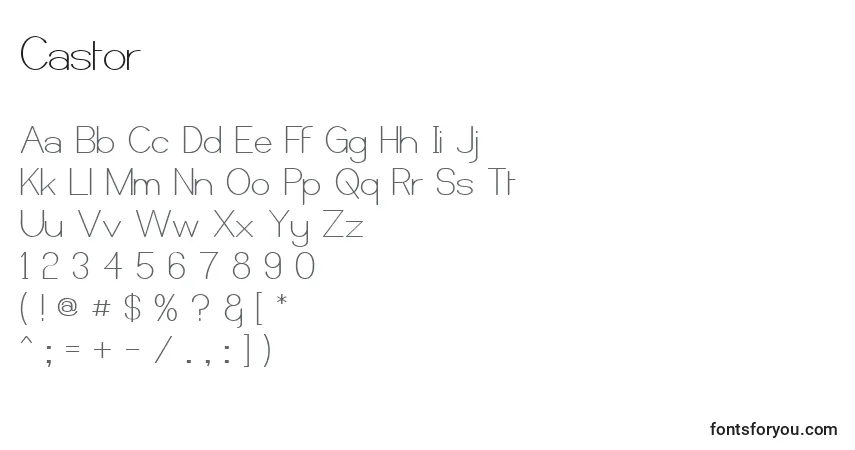 Czcionka Castor – alfabet, cyfry, specjalne znaki
