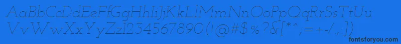 Fonte Josefinslab Thinitalic – fontes pretas em um fundo azul