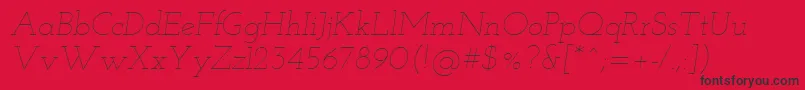 Fonte Josefinslab Thinitalic – fontes pretas em um fundo vermelho
