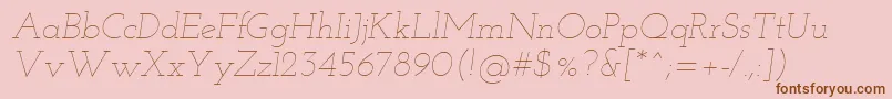 Czcionka Josefinslab Thinitalic – brązowe czcionki na różowym tle
