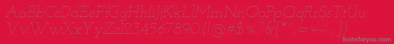 フォントJosefinslab Thinitalic – 赤い背景に灰色の文字