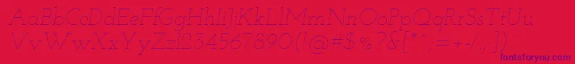 Josefinslab Thinitalic-Schriftart – Violette Schriften auf rotem Hintergrund