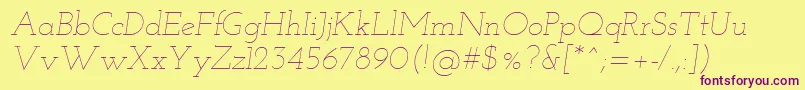 Josefinslab Thinitalic Font – Purple Fonts on Yellow Background