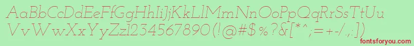 Josefinslab Thinitalic Font – Red Fonts on Green Background