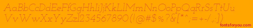 Josefinslab Thinitalic Font – Red Fonts on Orange Background