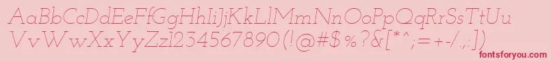 Josefinslab Thinitalic Font – Red Fonts on Pink Background
