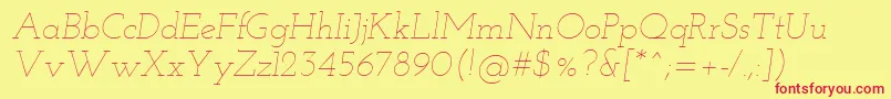 フォントJosefinslab Thinitalic – 赤い文字の黄色い背景