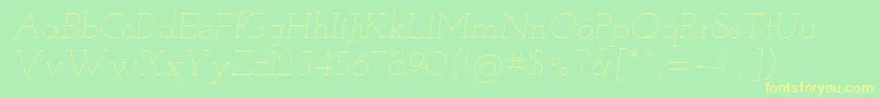 Josefinslab Thinitalic-Schriftart – Gelbe Schriften auf grünem Hintergrund