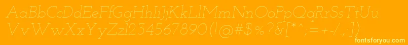 Josefinslab Thinitalic Font – Yellow Fonts on Orange Background