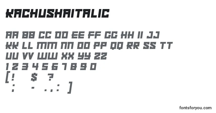 A fonte KachushaItalic – alfabeto, números, caracteres especiais