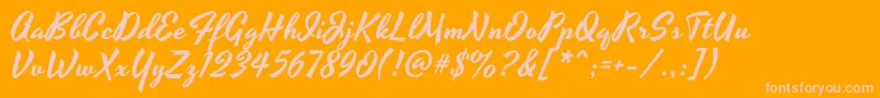 YesteryearRegular-fontti – vaaleanpunaiset fontit oranssilla taustalla