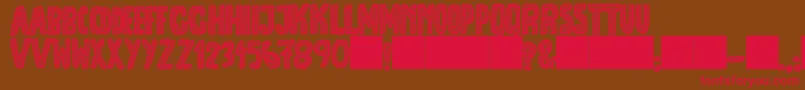 フォントJmhEscamasBlack – 赤い文字が茶色の背景にあります。