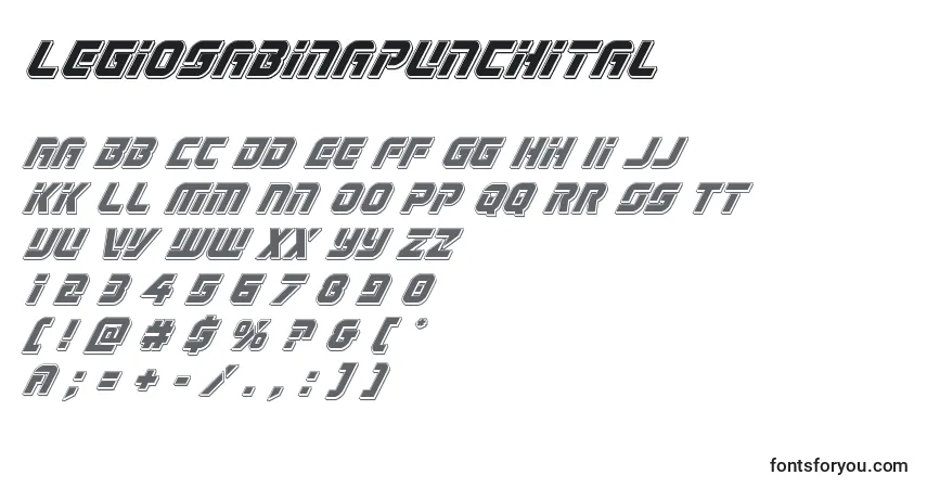 Schriftart Legiosabinapunchital – Alphabet, Zahlen, spezielle Symbole