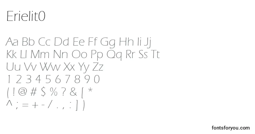 Czcionka Erielit0 – alfabet, cyfry, specjalne znaki
