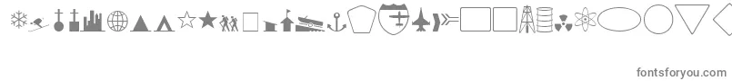 Geographicsymbols-Schriftart – Graue Schriften auf weißem Hintergrund