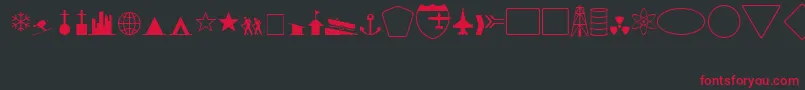 フォントGeographicsymbols – 黒い背景に赤い文字