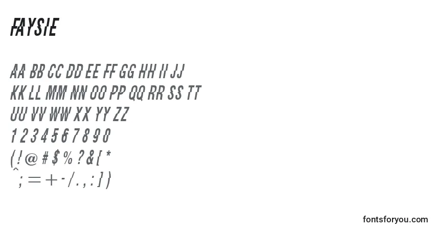 Czcionka Faysie – alfabet, cyfry, specjalne znaki
