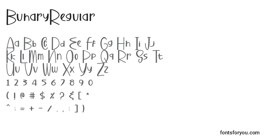 A fonte BuharyRegular (91168) – alfabeto, números, caracteres especiais