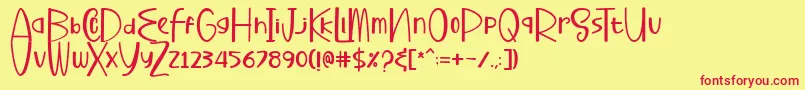 BuharyRegular-fontti – punaiset fontit keltaisella taustalla