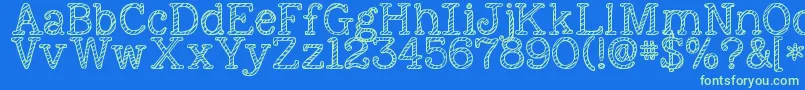 Kgnexttomesketched-Schriftart – Grüne Schriften auf blauem Hintergrund