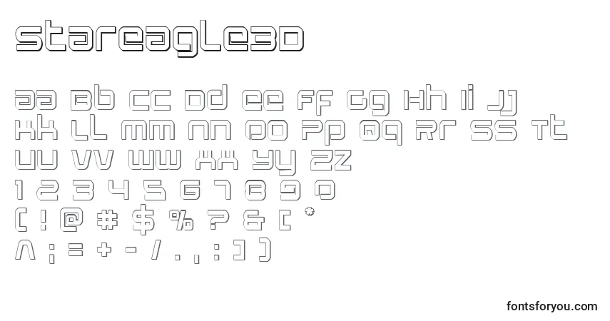 A fonte Stareagle3D – alfabeto, números, caracteres especiais