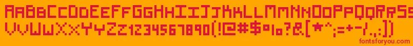 Renew-Schriftart – Rote Schriften auf orangefarbenem Hintergrund