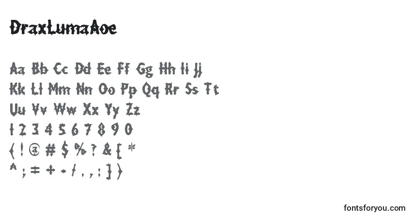 DraxLumaAoeフォント–アルファベット、数字、特殊文字