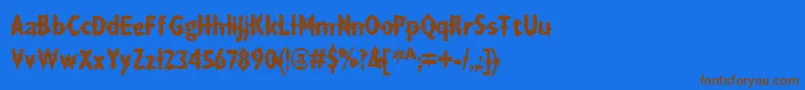 フォントDraxLumaAoe – 茶色の文字が青い背景にあります。