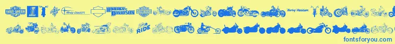 HarleyDavidson Font – Blue Fonts on Yellow Background