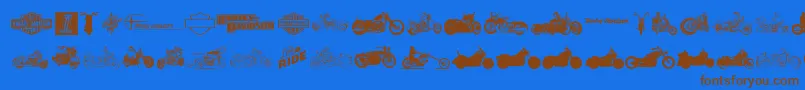 HarleyDavidson-Schriftart – Braune Schriften auf blauem Hintergrund