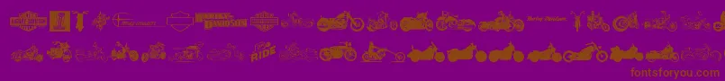 HarleyDavidson-Schriftart – Braune Schriften auf violettem Hintergrund