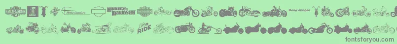 HarleyDavidson-Schriftart – Graue Schriften auf grünem Hintergrund