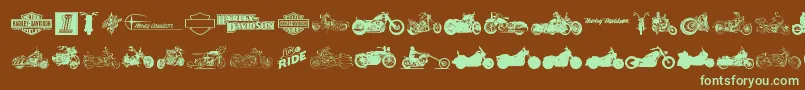 HarleyDavidson-Schriftart – Grüne Schriften auf braunem Hintergrund