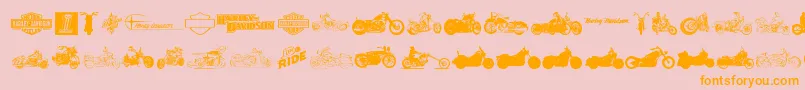 フォントHarleyDavidson – オレンジの文字がピンクの背景にあります。