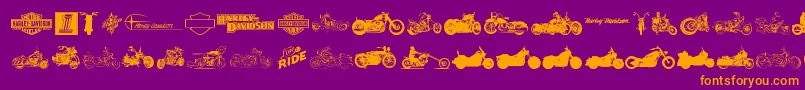 Fonte HarleyDavidson – fontes laranjas em um fundo violeta