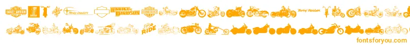 HarleyDavidson-Schriftart – Orangefarbene Schriften auf weißem Hintergrund