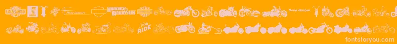 HarleyDavidson-Schriftart – Rosa Schriften auf orangefarbenem Hintergrund