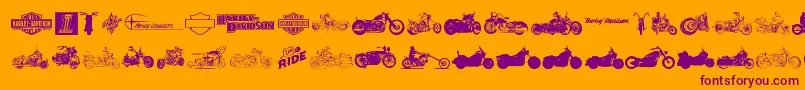 HarleyDavidson-Schriftart – Violette Schriften auf orangefarbenem Hintergrund