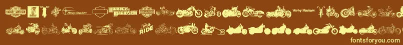 HarleyDavidson-Schriftart – Gelbe Schriften auf braunem Hintergrund