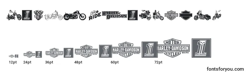 Размеры шрифта HarleyDavidson