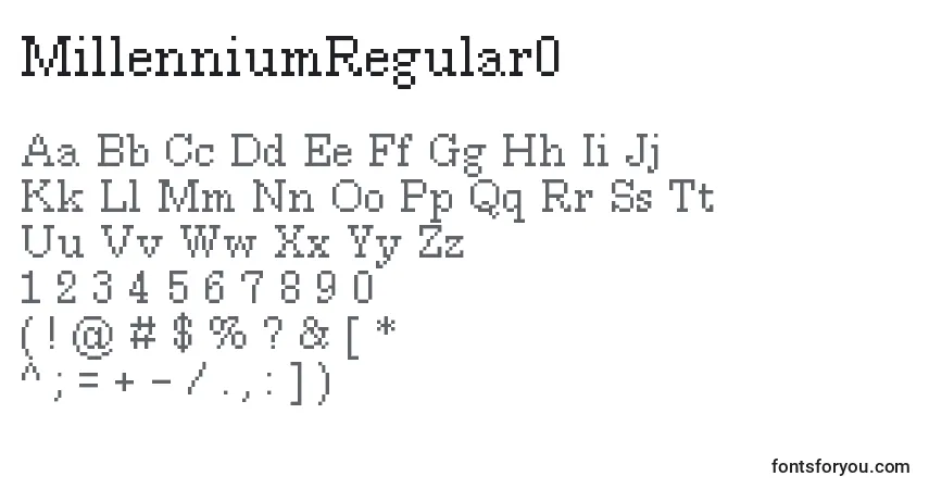 Schriftart MillenniumRegular0 – Alphabet, Zahlen, spezielle Symbole