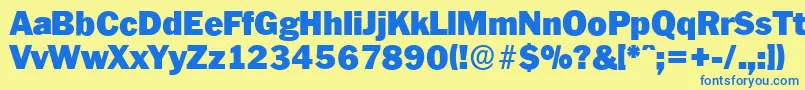PlymouthserialBlackRegular Font – Blue Fonts on Yellow Background