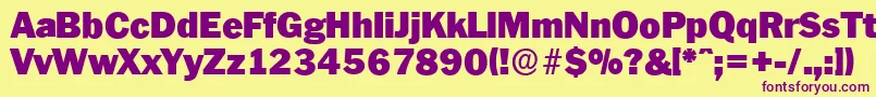 フォントPlymouthserialBlackRegular – 紫色のフォント、黄色の背景