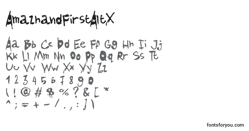 Schriftart AmazhandFirstAltX – Alphabet, Zahlen, spezielle Symbole