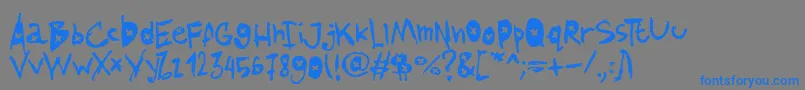 Czcionka AmazhandFirstAltX – niebieskie czcionki na szarym tle