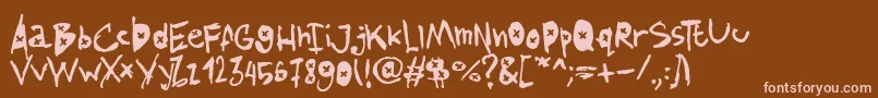 Czcionka AmazhandFirstAltX – różowe czcionki na brązowym tle