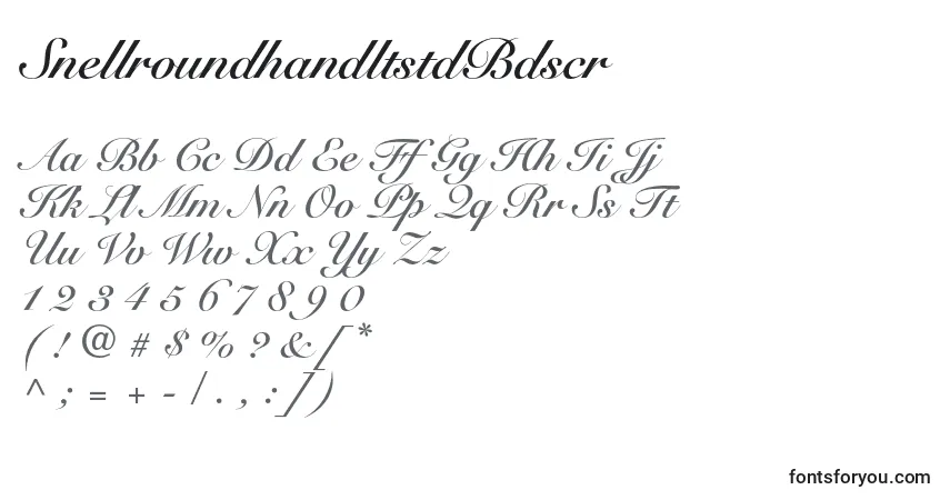 Czcionka SnellroundhandltstdBdscr – alfabet, cyfry, specjalne znaki