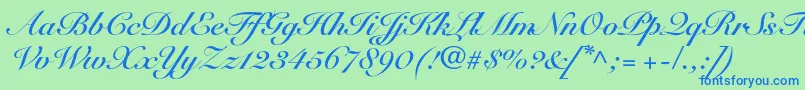 SnellroundhandltstdBdscr Font – Blue Fonts on Green Background